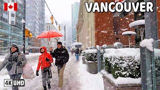 🇨🇦 【4K】❄️❄️❄️ EXTREME SNOWSTORM in Downtown Vancouver BC Canada 2024 [upl. by Yettie]