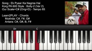 CHORDS  Ek Pyaar Ka Nagma Hai  Piano Tutorial  Slow Play  EZ Piano  Lighted Keys  Notes [upl. by Mozza]