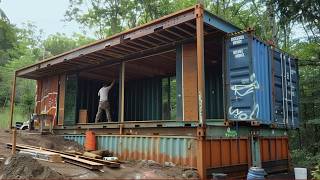 Man Builds Amazing DIY Container Home with a Rooftop Terrace  LowCost Housing Fabricatusueno [upl. by Saraann]