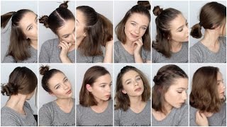 12 EASY HAIRSTYLES FOR SHORT HAIR ♡ [upl. by Ahsatsan]