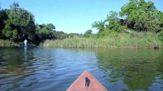 Homemade pirogue fishing The Narrows on Lake Travis [upl. by Ahtnahc813]