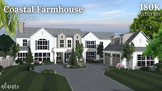 Coastal Farmhouse Mansion  180K Exterior  Bloxburg Speed Build  Roblox [upl. by Derriey323]