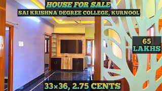 HOUSE FOR SALE  NEAR SAI KRISHNA DEGREE COLLEGE  KURNOOL  SWCHOMES [upl. by Kcirdek]