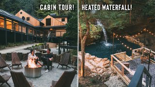 Epic Cabin w Natural Waterfall Swimming Hole that sleeps 18  Touring The Cliffs at Hocking Hills [upl. by Buna650]