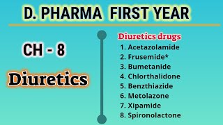 DiureticsPharmaceutical chemistryCH8DPharmFirst Year [upl. by Godding]