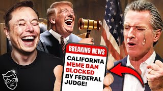 BACKFIRE Federal Judge NUKES Gavin Newsoms MEME BAN in California  Unconstitutional [upl. by Zelig]