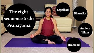 In what sequence pranayamas should be done sequence of breathing exercises [upl. by Idyh]