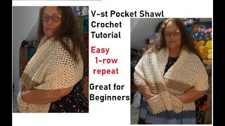 Vst Crochet Pocket Prayer Shawl  1 row repeat [upl. by Graig]