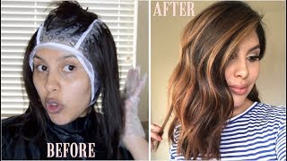 DIY HIGHLIGHTS USING CAP Revlon Frost amp Glow Highlighting Kit [upl. by Nosimaj]