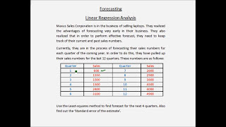 Forecasting  Linear regression  Example 1  Part 1 [upl. by Bailar300]