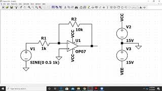 Inverting amplifier simulation using OP07 in LTspice [upl. by Claybourne]