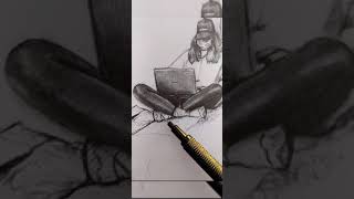 KOLAY KARAKALEM İNSAN ÇİZİMİ shorts drawing viral trend tiktok fyp ferhataslanart [upl. by Annoynek]