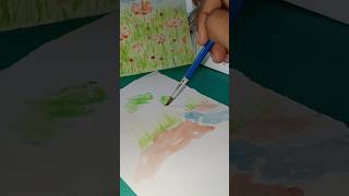 NORMAL PAPPER WATERCOLORING👀🎨short normalpaper watercolor trees treewatercolor [upl. by Adnamra]