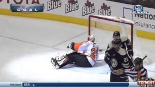 Jack Johnson Goal  Philadelphia Flyers v Columbus Blue Jackets  January 23 2014 [upl. by Linnell]