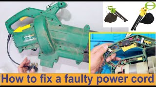 How to fix a faulty power cable on a leaf blower  any electrical device [upl. by Joey]