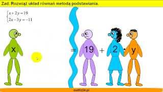 Metoda podstawiania w układach równań  Matfiz24pl [upl. by Messab]