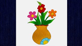 How to draw flower pot flower vase drawing easy simple flower pot drawing easy art drawing [upl. by Humbert]