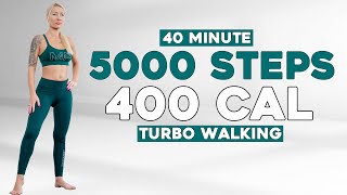 5000 STEPS TURBO WALKING Cardio Workout For Weight Loss Knee Friendly No Jumping Fat Burning Cardio [upl. by Matronna29]