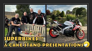 Gary the Aprilia Tuono V4 Riding Naughty Boy Presents Cake Stands to Old Farts [upl. by Essa]