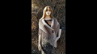 How To Crochet  SHAWL  Easy Fringed Mocha Wrap Shawl  BAGODAY Crochet Tutorial 445 [upl. by Othello]