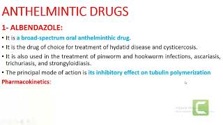 Chemotherapy Lecture8 Anthelmintic Drugs [upl. by Asiulana]