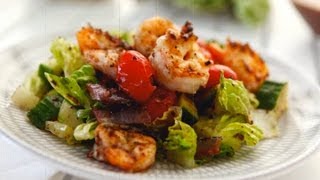 Gluten Free Grilled Salad with Shrimp  Gluten Free with Alex T [upl. by Ahsiryt425]