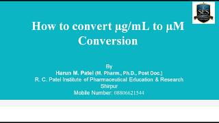 How to convert microgram per ml to micromol simplest way of calculation [upl. by Andromeda740]