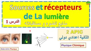 les sources et les récepteurs de la lumière 2eme année collège شرح منابع الضوء و مستقبلاته [upl. by Rana]