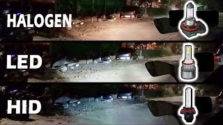 LED vs HID vs Halogen Headlight Comparison [upl. by Nauqaj]