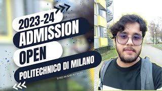 Apply in POLITECNICO DI MILANO 2024  ITALY ADMISSION 2024 [upl. by Abram242]