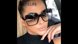 Rs 1200  Black Square Oversized Sunglasses Women Big Frame Colorful Sun Glasses Female [upl. by Ettesyl]