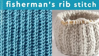 Fisherman’s Rib Knit Stitch Flat amp IntheRound 2 Row Repeat [upl. by Ahearn629]