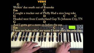 Wagon Wheel  Piano Cover Lesson in G with ChordsLyrics [upl. by Anigger]