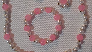 Como hacer un juego de aretes pulsera y collar con perlas [upl. by Eelamme]