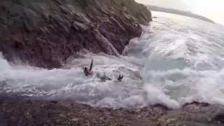 Coasteering in Wales Big swell in the washing machine [upl. by Jack]