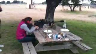 Woman Clears the Table with a 50 Caliber [upl. by Ealasaid]