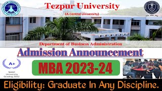 Tezpur UniversityMBA Admission 202324IntakeFeeOpportunityTezpur University Admission 202324 [upl. by Aehsel]