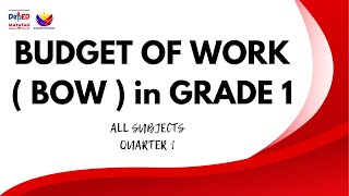 BUDGET OF WORK GRADE 1 MATATAG CURRICULUM [upl. by Viola741]