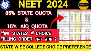 NEET 2024 ALL STATE COLLEGE LIST CHOICE ORDER  FEES amp BOND DETAIL IMPORTANT FOR COUNSELLING neet [upl. by Gare]