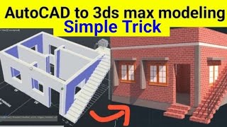 Autocad to 3dsmax house modeling  how to apply materials  how to set camera  render setup [upl. by Ahsienek]