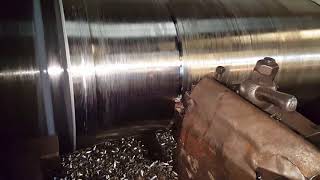 Turning INCONEL 718 age hardened 390mm  360mm x 1300mm long [upl. by Turk362]