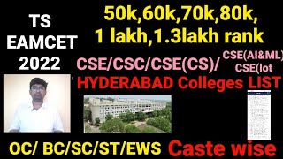 TS EAMCET 2022 cse for 1 lakh rank above students [upl. by Sanoj]