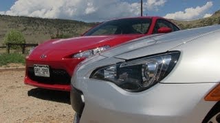 2013 Subaru BRZ vs Scion FRS 060 MPH Mile High Mashup Review [upl. by Esetal]