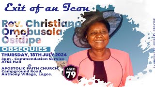 Commendation Service for Late RevChristiana Omobusola Osidipe 16072024 [upl. by Rosalia]