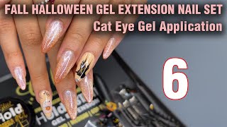 Fall Halloween Gel Extension Nails Set  6 Cat Eye Gel Tutorial  How to Quick Easy Simple [upl. by Rehpretsirhc]