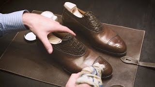 How to Condition amp Polish Calfskin Leather Shoes [upl. by Ariew]