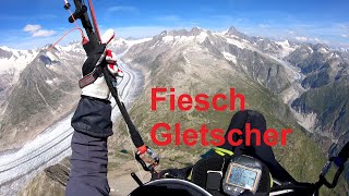 Gleitschirm in Fiesch über der Gletscherwelt [upl. by Nonnel603]