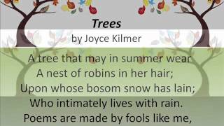 Trees by Joyce Kilmer LYRICS Song composed by Oscar Rasbach Arrangement by Garth Kayster [upl. by Ilyse]