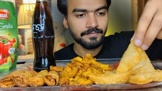 ASMR Eating Spicy French FriesSamosaSamosa Roll  Food Eating Challenge 🥵 [upl. by Angie]