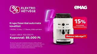 Elektro hétvége az eMAGon Krups Essential kávéfőző 15 mennyiségi kuponkedvezménnyel 85000 Ft [upl. by Llirrehs]